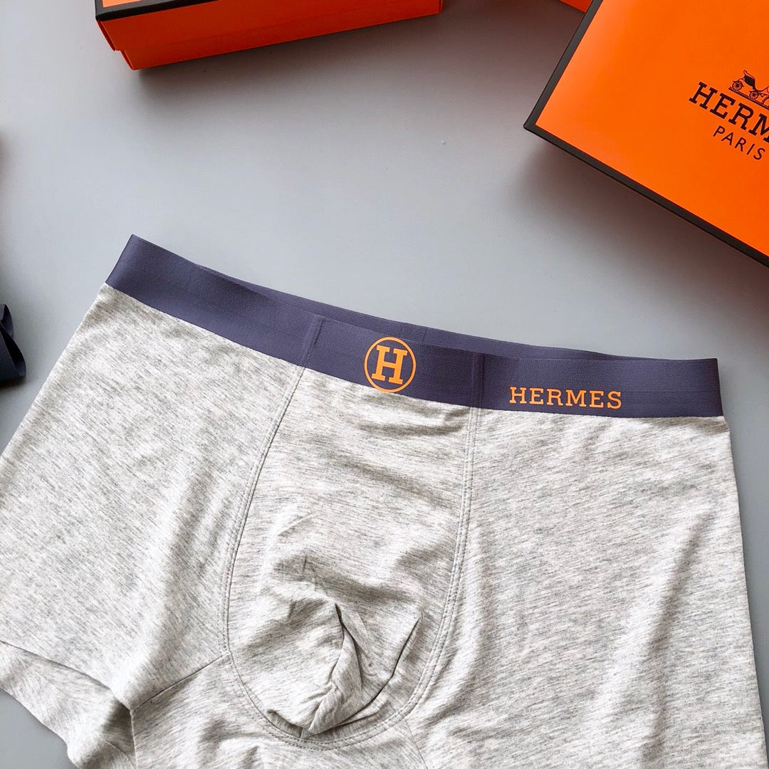 Hermès Teal Navy Grey Round Waist Marks Boxer Briefs, image 6