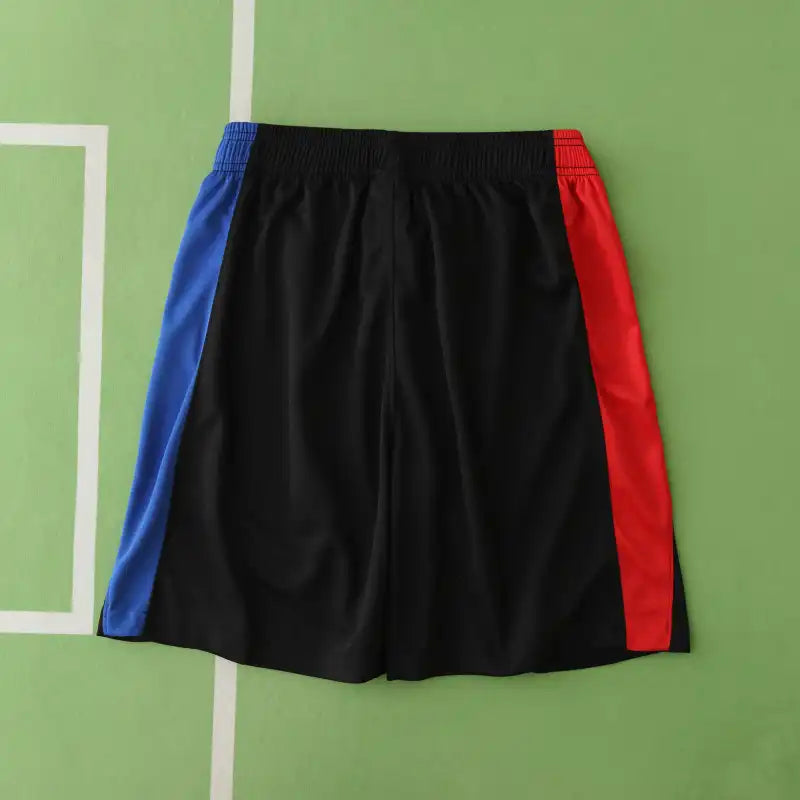 FC Barcelona Away Shorts 2024/25 — Black with Red & Blue Side Stripes