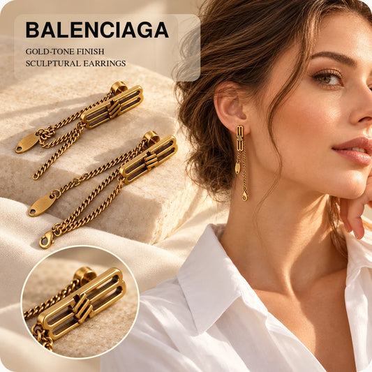 Balenciaga Brass 18K Gold-Tone Earrings – Style 06 - image 1