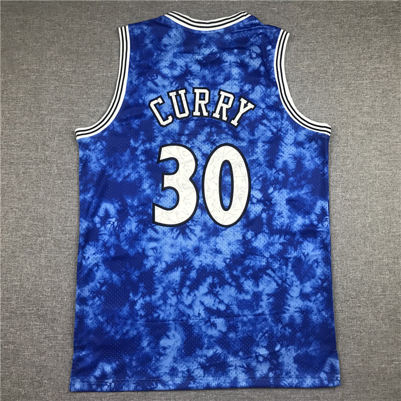 Stephen Curry #30 Golden State Warriors Mitchell & Ness Royal Blue Tie-Dye Cloud Print Hardwood Classics Swingman Jersey