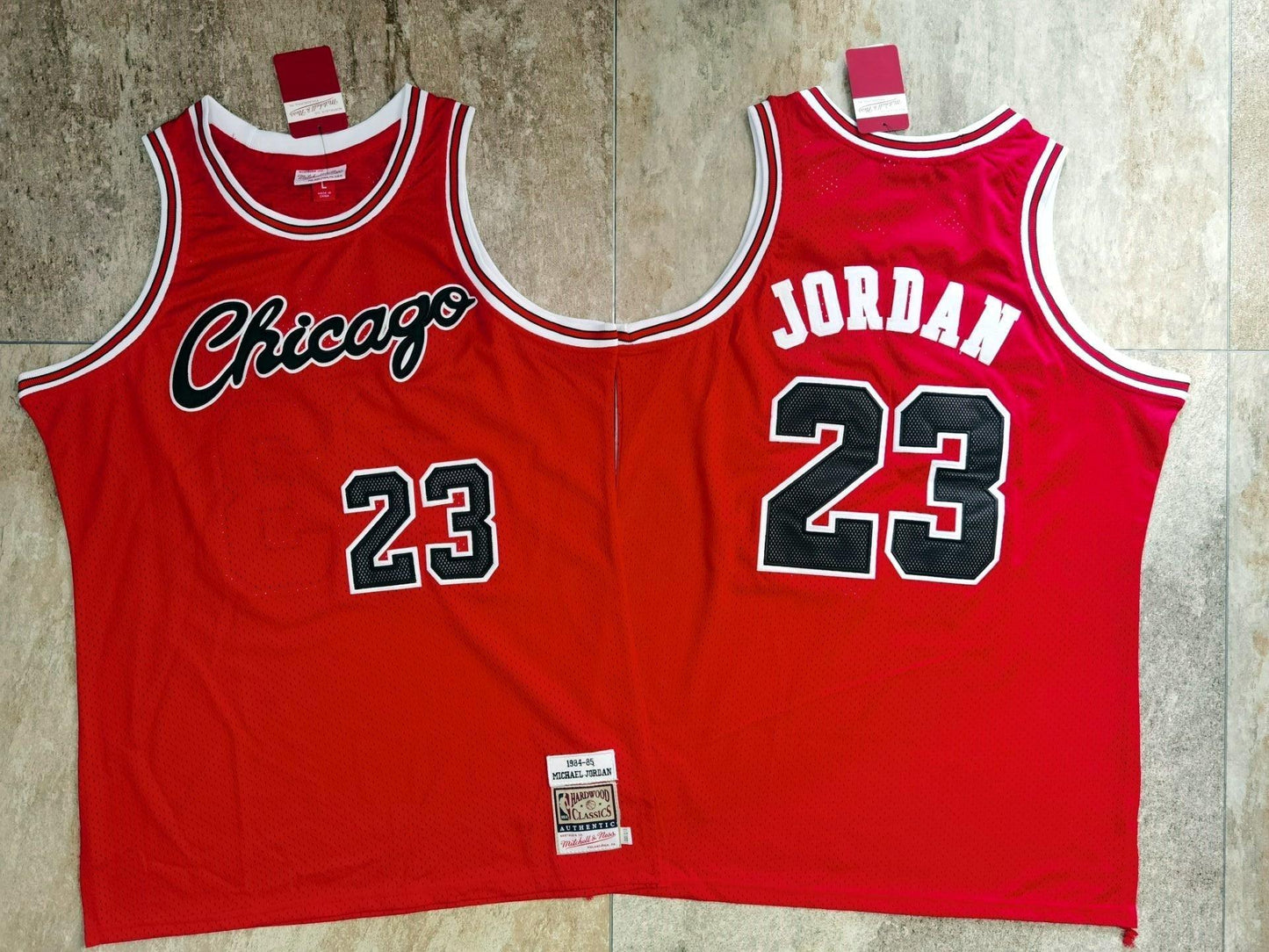 Michael Jordan #23 Chicago Bulls Mitchell & Ness 1984-85 Red Road Rookie Season Hardwood Classics Authentic Jersey