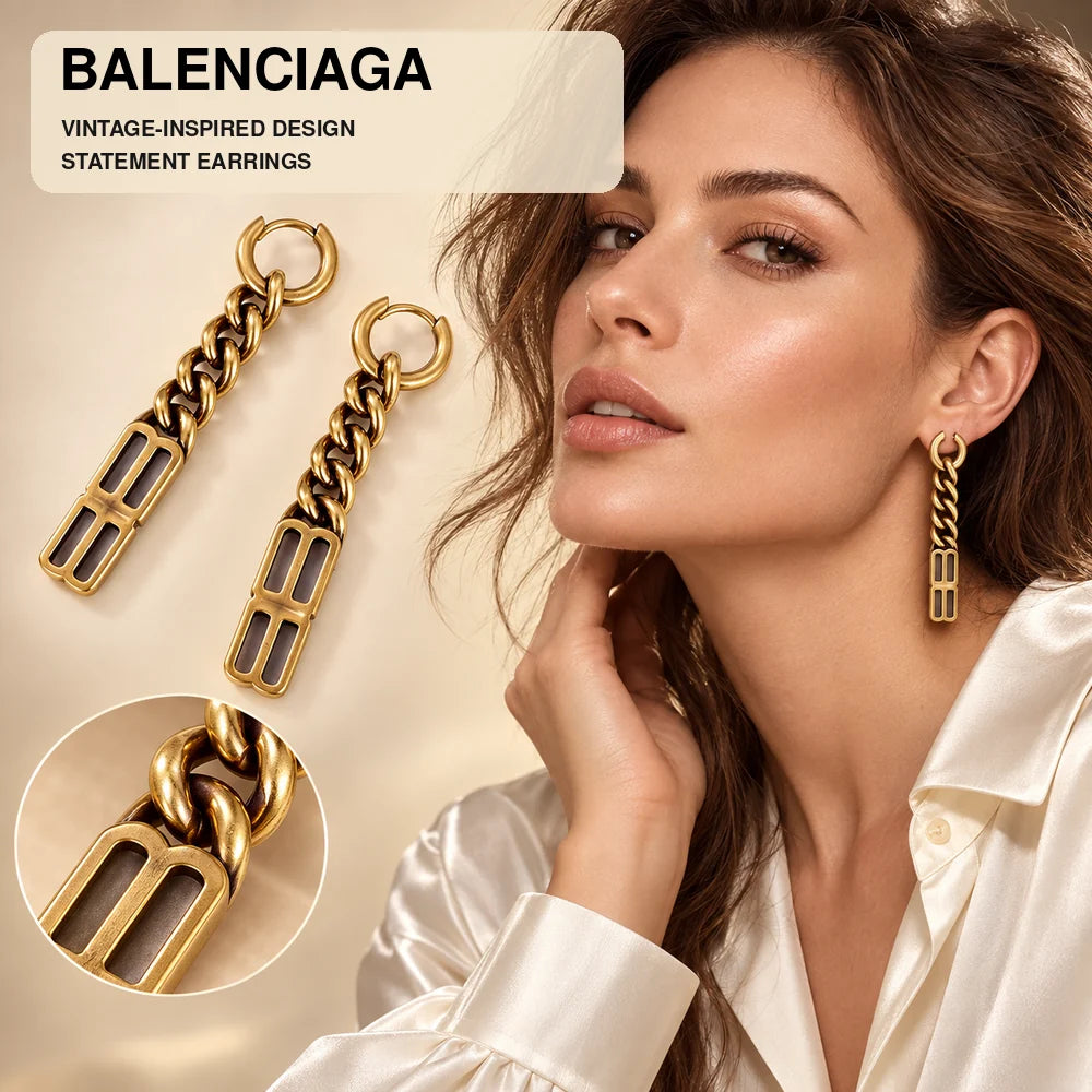 Balenciaga Brass Vintage-Inspired Earrings - image 1