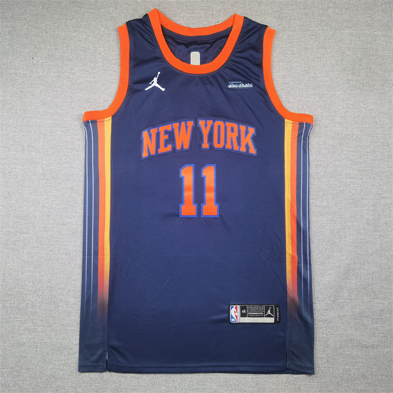 Men's New York Knicks Jalen Brunson #11 Navy Blue 2024/25 Jordan Brand Statement Edition Swingman Jersey