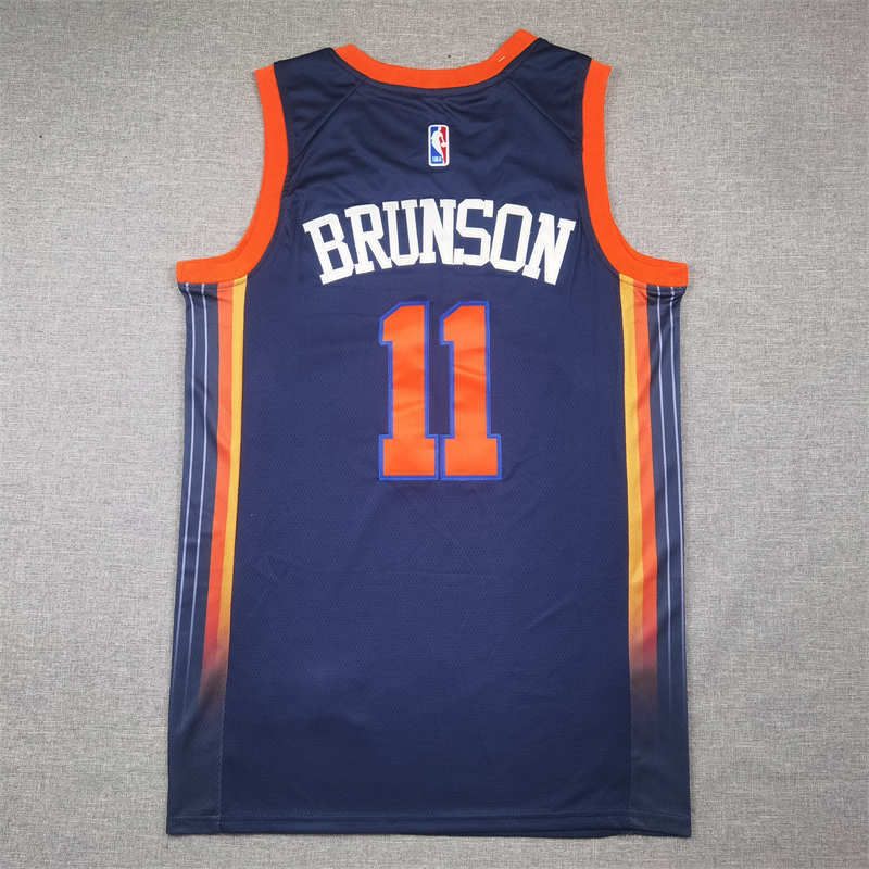 Men's New York Knicks Jalen Brunson #11 Navy Blue 2024/25 Jordan Brand Statement Edition Swingman Jersey