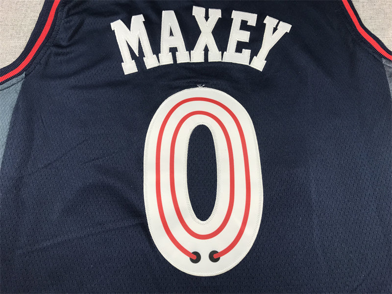 Men's Philadelphia 76ers Tyrese Maxey #0 Navy 2023/24 Swingman Jerseys - City Edition