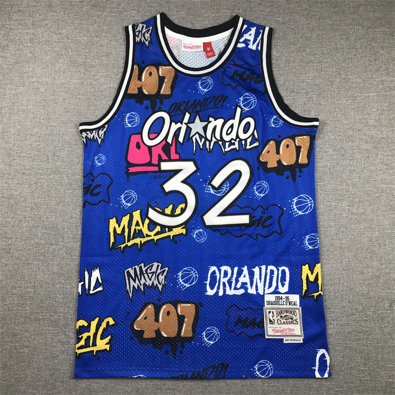 Men's Orlando Magic Shaquille O'Neal #32 Blue Swingman Graffiti Edition Jerseys