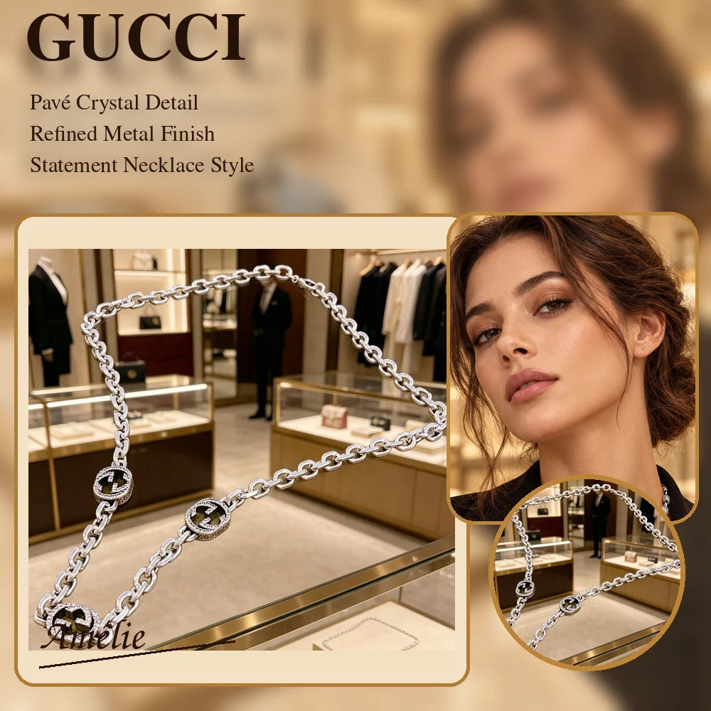 Gucci Anger Forest Pavé Crystal Chain Distressed Necklace – Gucci jewelry main image