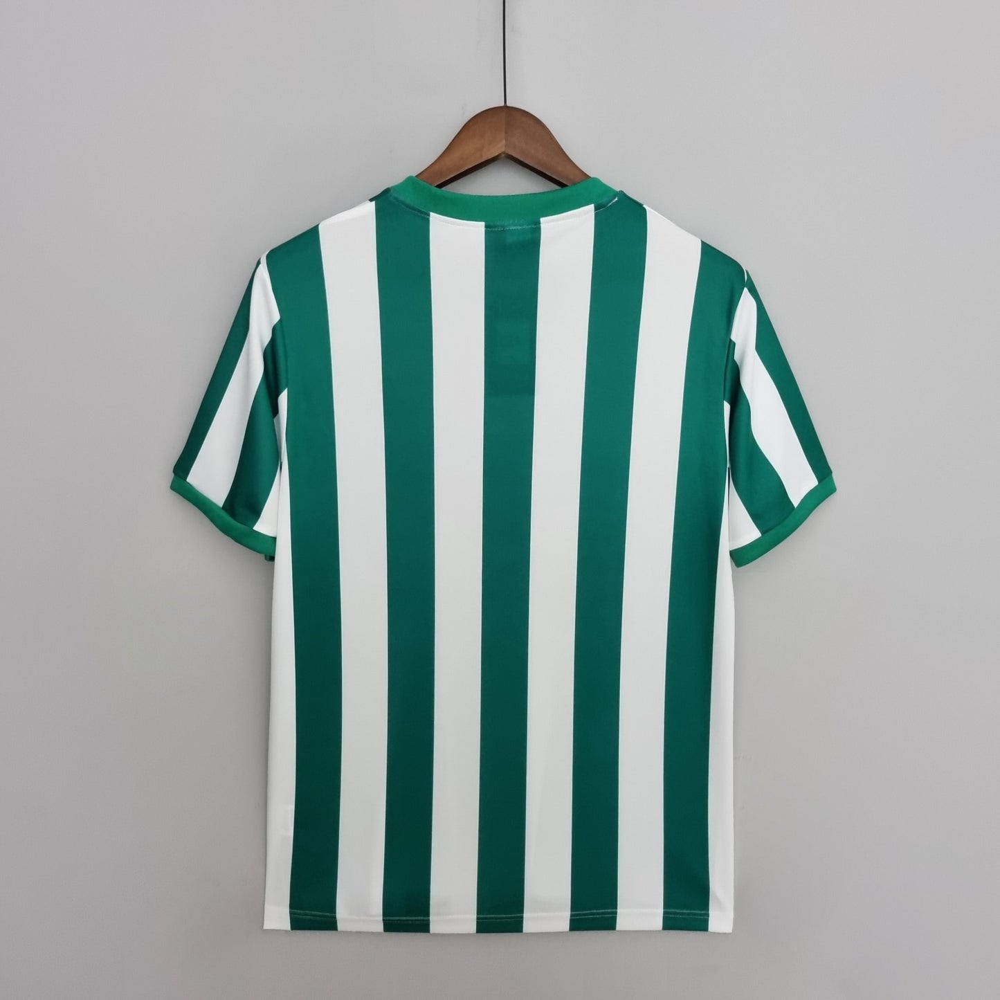 Real Betis 1976-77 Home Jersey – Green & White Stripes V-Neck Retro La Liga Football Shirt | Rare 1970s Vintage Andalusia Classic Betis Kit No Sponsor