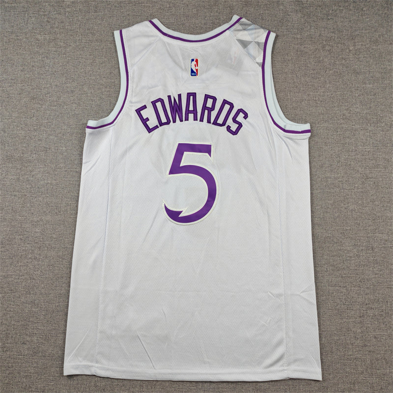 Anthony Edwards #5 Minnesota Timberwolves White 2023-24 City Edition Swingman Jersey – Nike Cursive Wolves