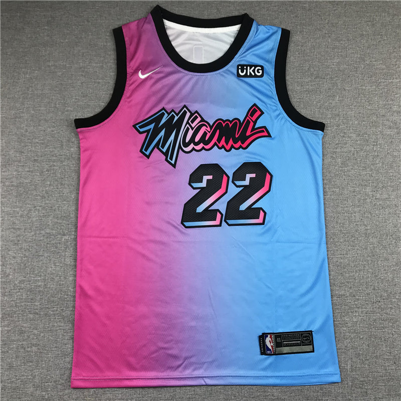 Men's Miami Heat Jimmy Butler #22 NBA Pink Blue Swingman Jerseys - City Edition