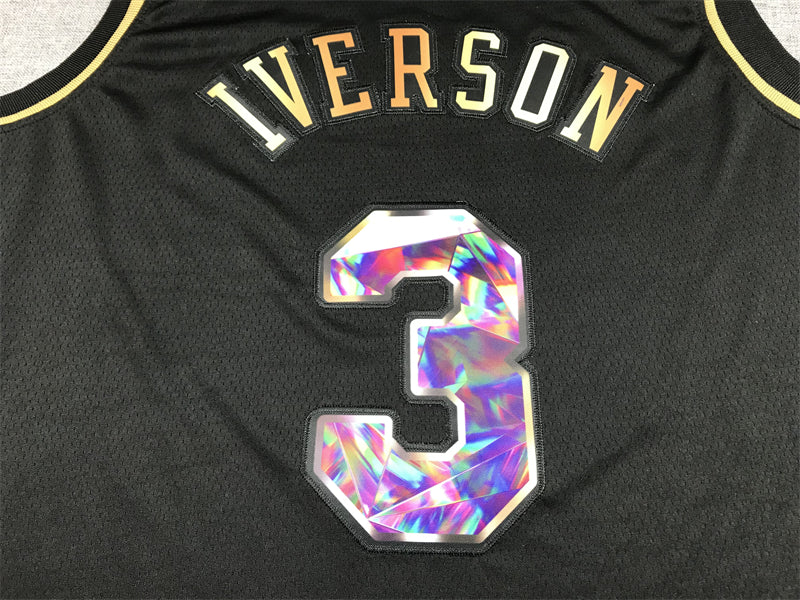 Men's Philadelphia 76ers Allen Iverson #3 Black Swingman Player Jerseys