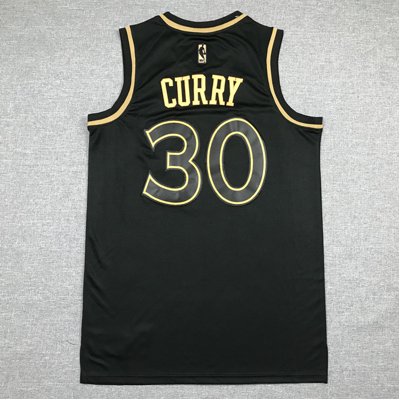 Stephen Curry #30 Golden State Warriors Nike Black Gold "Golden Edition" Oversized Bay Bridge Basketball Badge Stealth Swingman Jersey