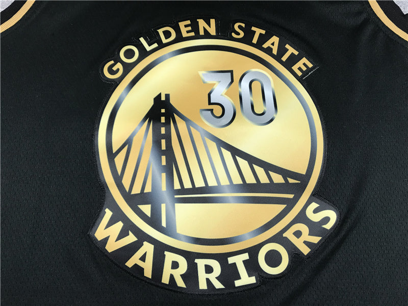 Stephen Curry #30 Golden State Warriors Black Golden Edition Metallic Gold Bay Bridge Badge Limited Swingman Jersey