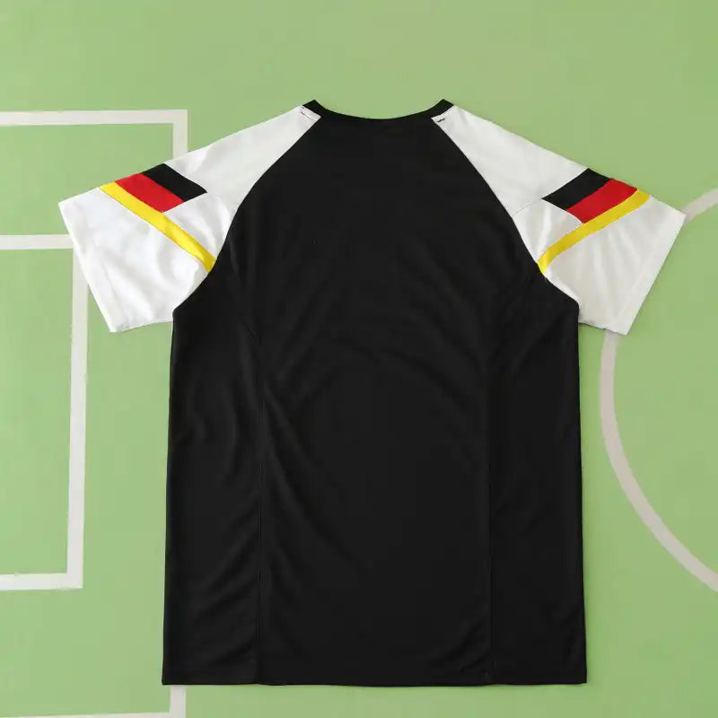 Germany National Team UEFA Training T-Shirt Fan Version 2024/25 – Black & German Flag Sleeve Shirt