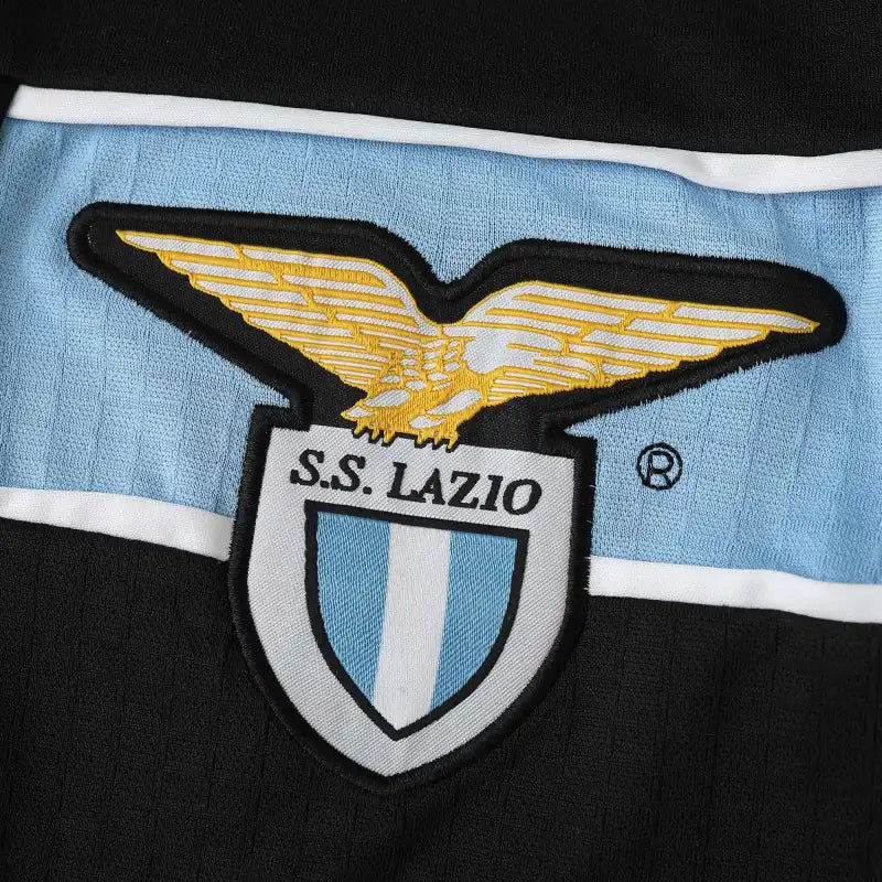 S.S. Lazio 1998/99 Away Retro Fan Jersey – Black & Sky Blue | CIRIO Sponsor Classic Kit