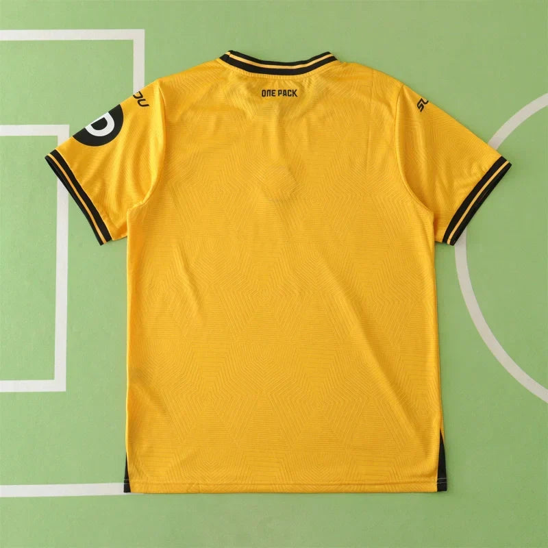 Wolverhampton Wanderers Home Fan Version 2024/25 – Old Gold Premier League Football Jersey | Wolf Crest DEBET SUDU Kit