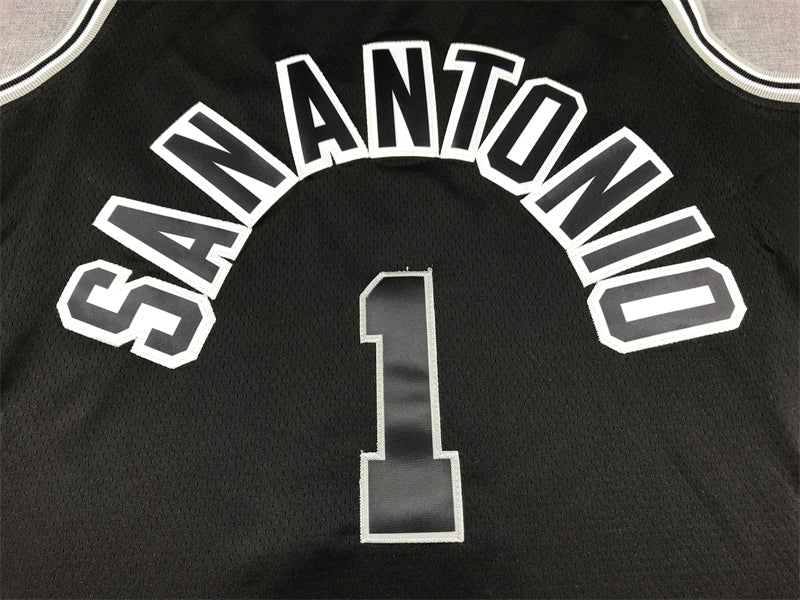 Men's San Antonio Spurs Victor Wembanyama #1 Black 2022/23 Swingman Jerseys - Classic Edition