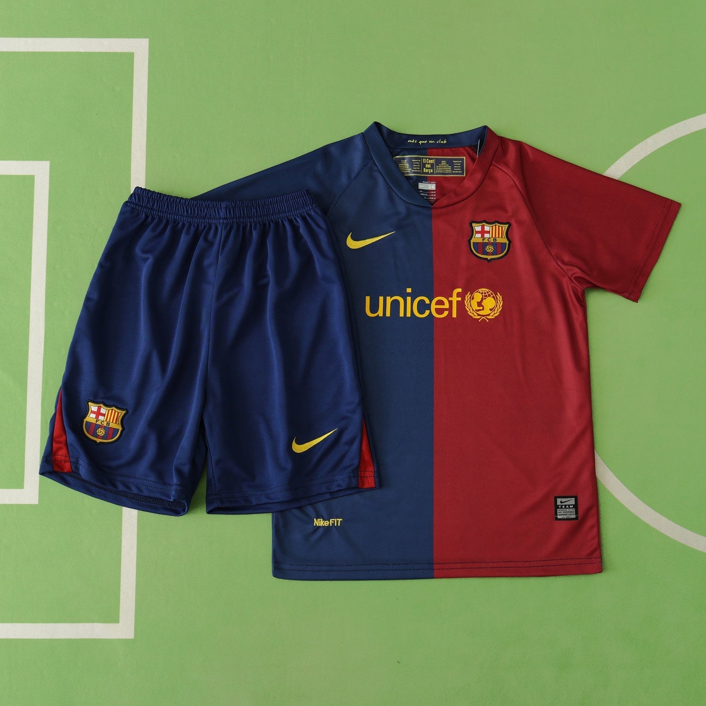 FC Barcelona Home Kids Kit 2008/09 Retro — Blue Red UNICEF Classic Children Jersey & Shorts Set
