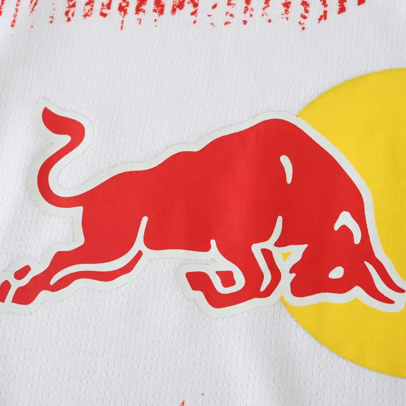 RB Leipzig Home Fan Version 2024/25 – White & Red Diagonal Stripe Print Bundesliga Football Jersey | Red Bull Crest