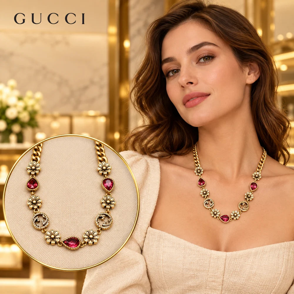 Gucci Double G Floral Necklace – Style 02 - image 1