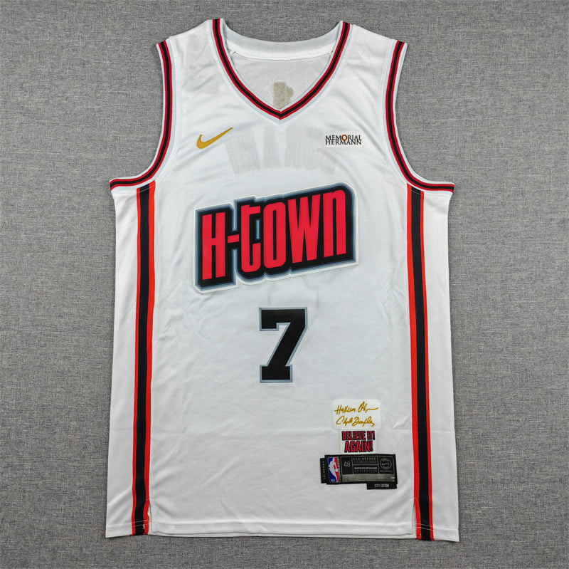 Men's Houston Rockets Kevin Durant #7 White 2024/25 Swingman Player Jersey - City Edition