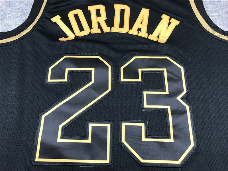 Michael Jordan #23 Chicago Bulls Nike Black Golden Edition Gold Outline Logo Swingman Jersey