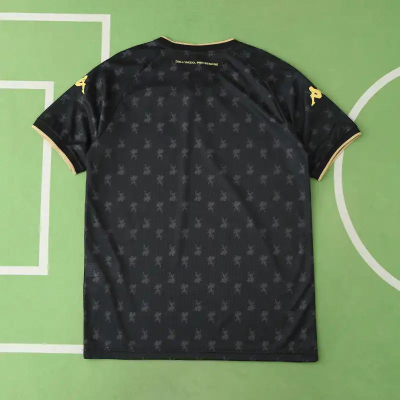 Genoa CFC Third Fan Version Jersey 2024/25 – Black & Gold Griffin Pattern Kappa KOMBAT Shirt