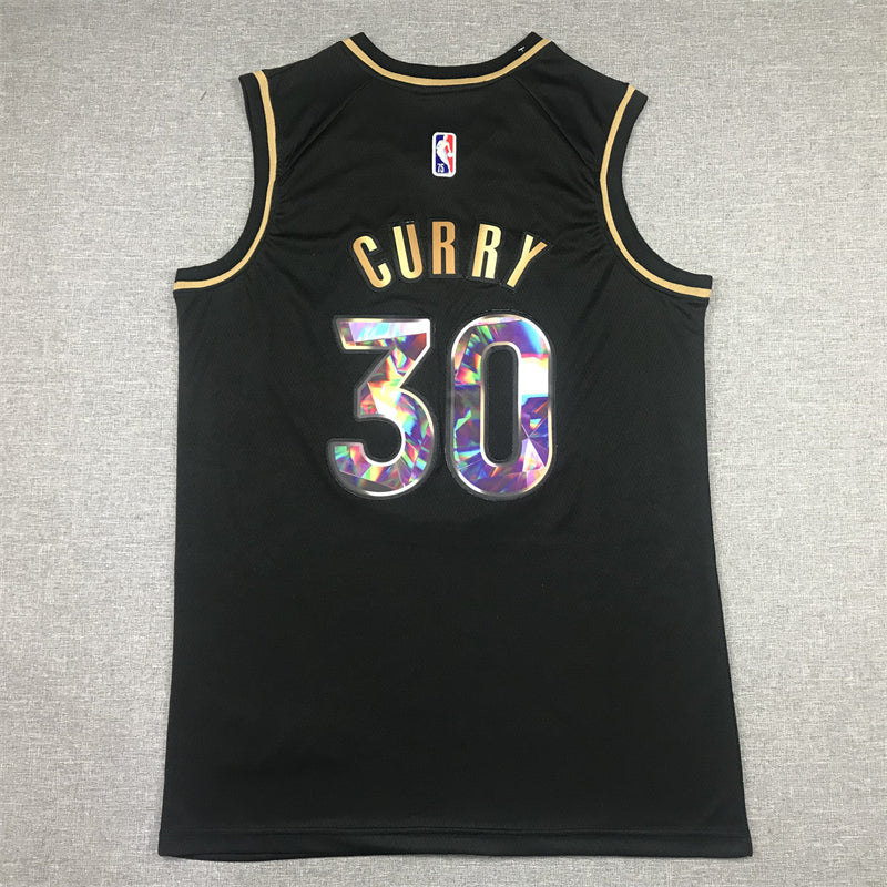 Stephen Curry #30 Golden State Warriors Black NBA 75th Anniversary Diamond Edition Holographic Bay Bridge Badge Swingman Jersey