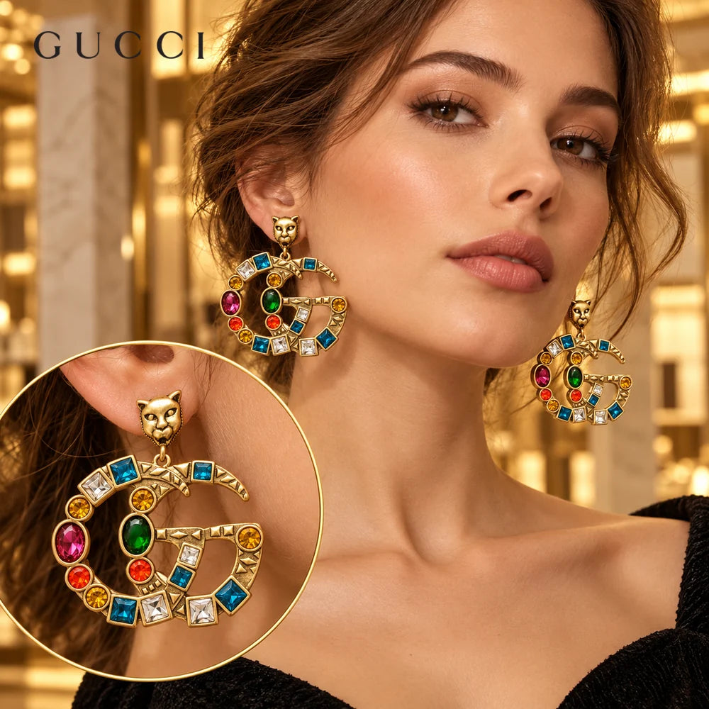 Gucci Double G Crystal Vintage-Inspired Stud Earrings - image 1