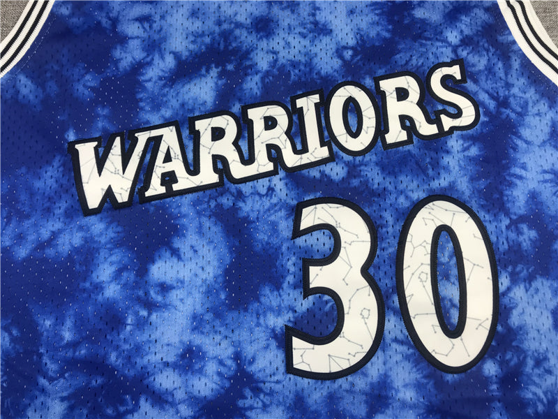 Stephen Curry #30 Golden State Warriors Mitchell & Ness Royal Blue Tie-Dye Cloud Print Hardwood Classics Swingman Jersey