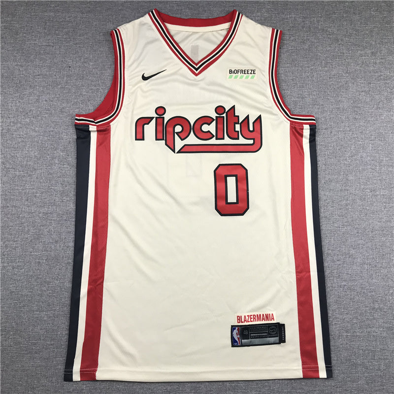Men's Portland Trail Blazers Damian Lillard #0 NBA White Swingman Jerseys