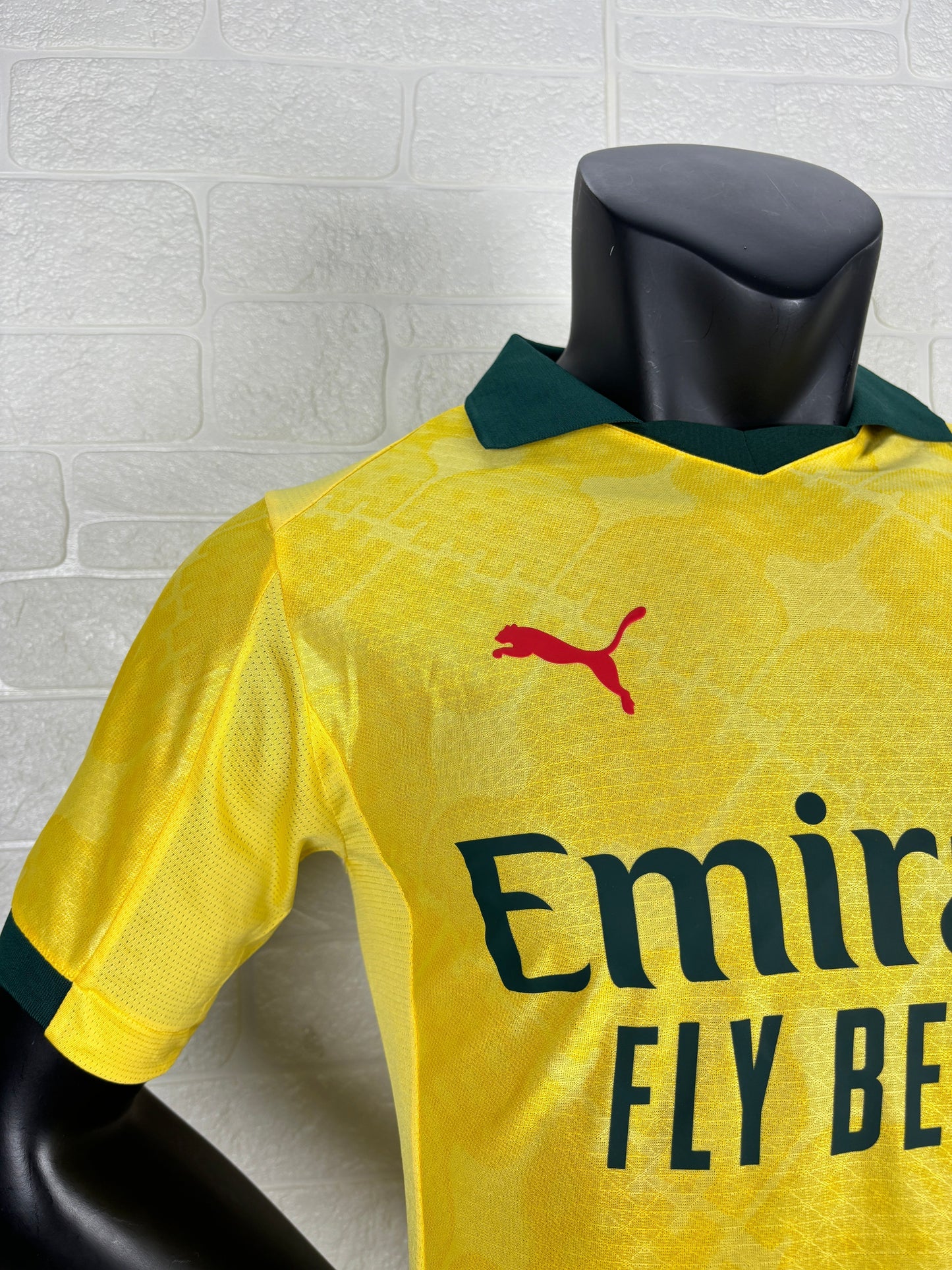 2025/26 AC Milan Third Away Player Version Jersey -  Yellow Dark Green - Emirates - AC Milan Shadow Pattern