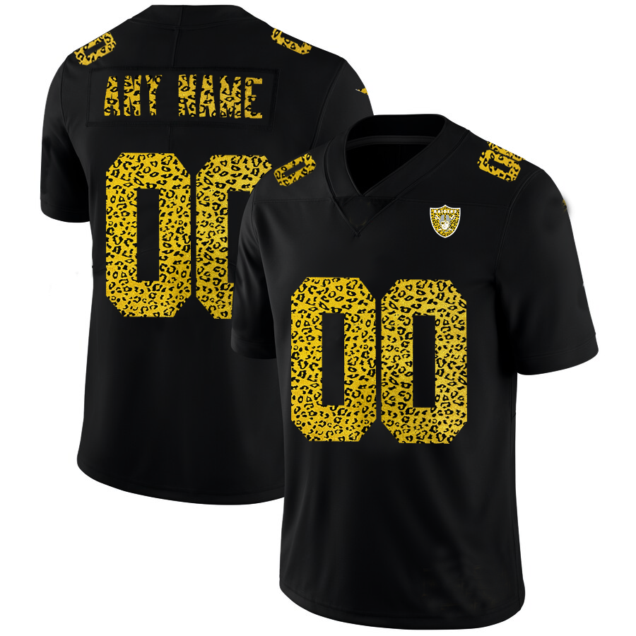 Custom1 Las Vegas Raiders Leopard Print Fashion Vapor Limited Jerseys Black Stitched American Football Jerseys