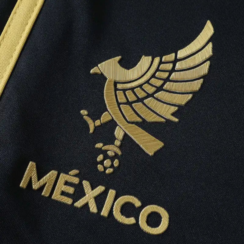 Mexico National Team Black Gold Football Shorts 2025/26 – Adidas Fan Version with Gold Eagle Crest