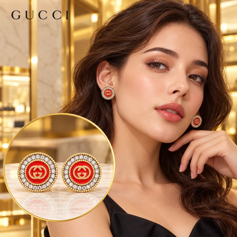 Gucci Crystal Red Stud Earrings - image 1