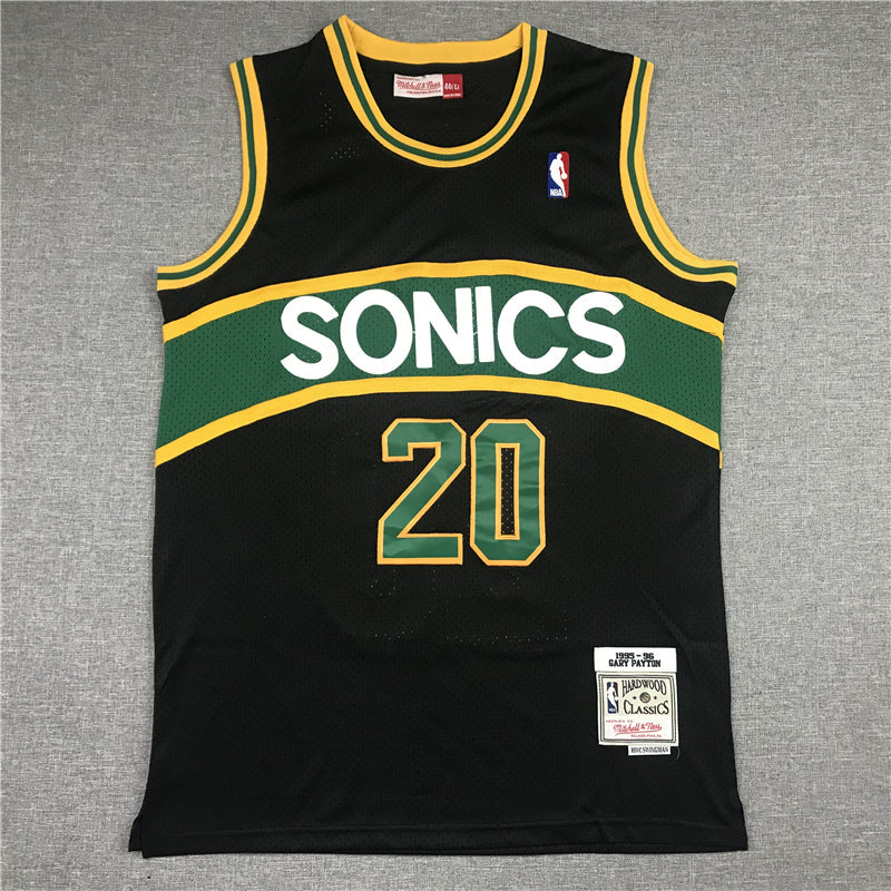 Gary Payton #20 Seattle SuperSonics Black Throwback Swingman Jersey – Mitchell & Ness 1995-96 Hardwood Classics