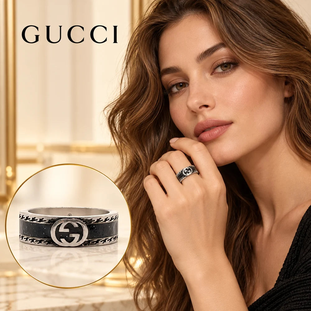 Gucci Double G Distressed Vintage-Inspired Sterling Silver Ring - image 1