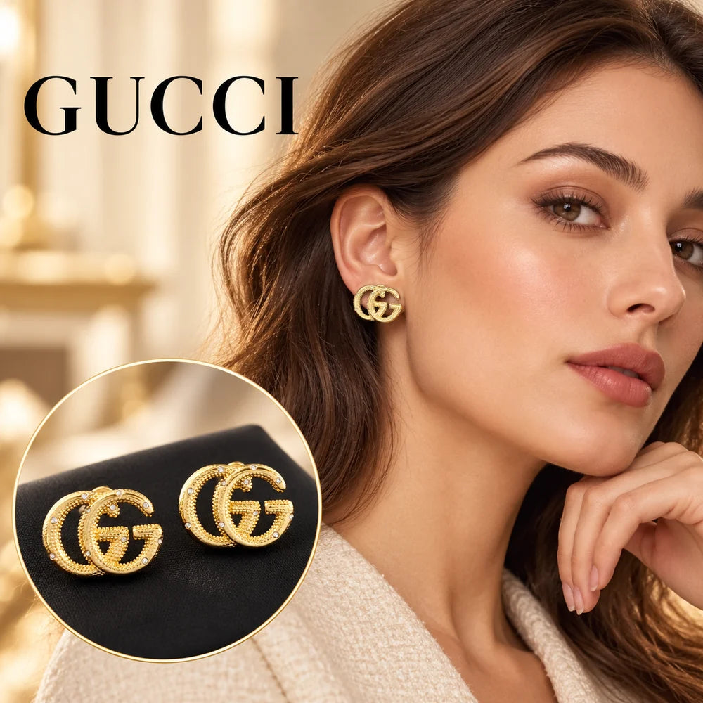 Gucci Double G Crystal Gold-Tone Stud Earrings – Gucci jewelry main image
