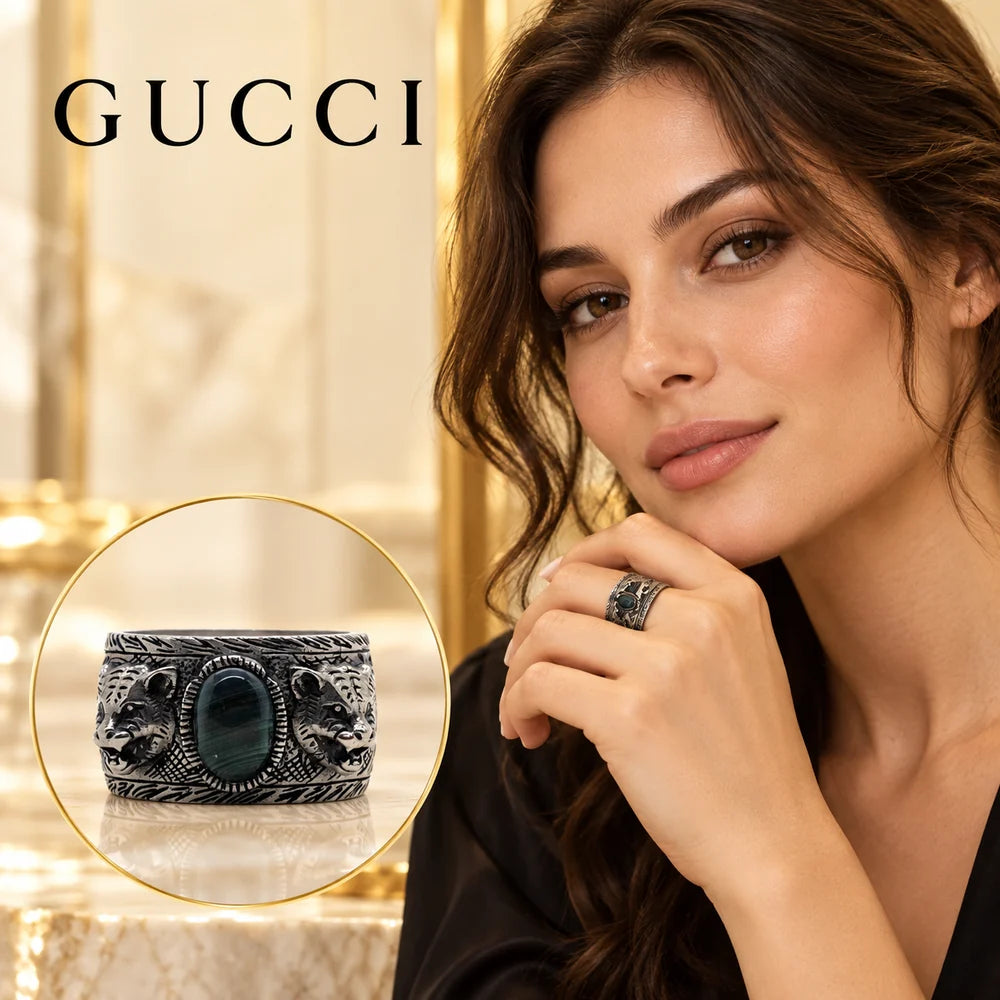 Gucci Double G Distressed Vintage-Inspired Sterling Silver Jewelry - image 1