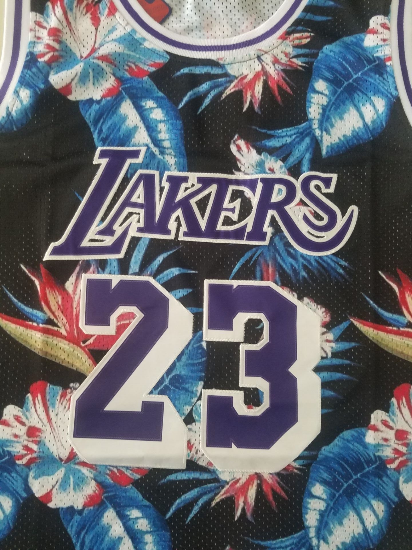 LeBron James #23 Los Angeles Lakers Black Floral Mitchell & Ness Hardwood Classics Swingman Jersey