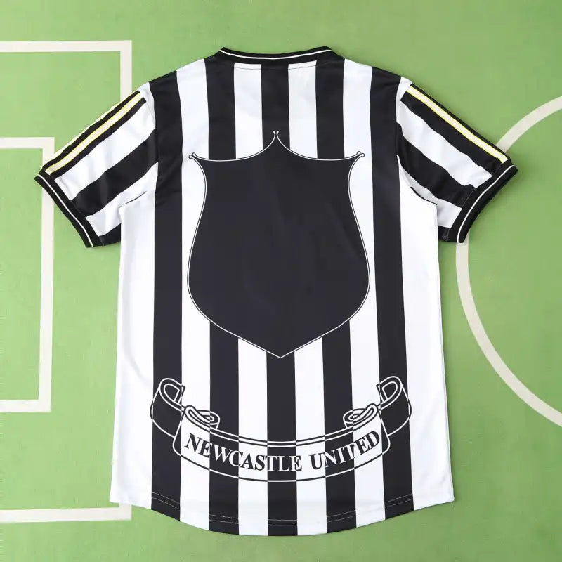 Newcastle United 1997-99 Home Retro Jersey – Black & White Stripe Brown Ale Fan Version