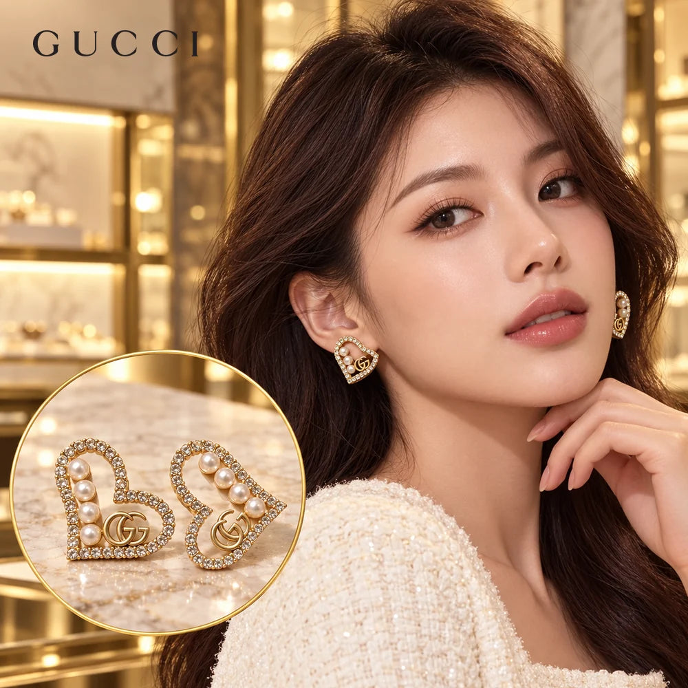 Gucci Double G Heart Stud Earrings – Style 02 - image 1