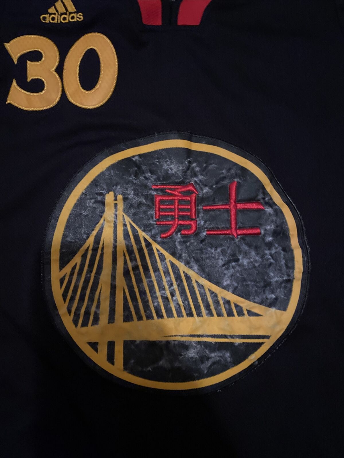 Stephen Curry #30 Golden State Warriors Adidas 2015-16 Chinese New Year Short Sleeve "勇士" Bay Bridge Limited Edition Jersey