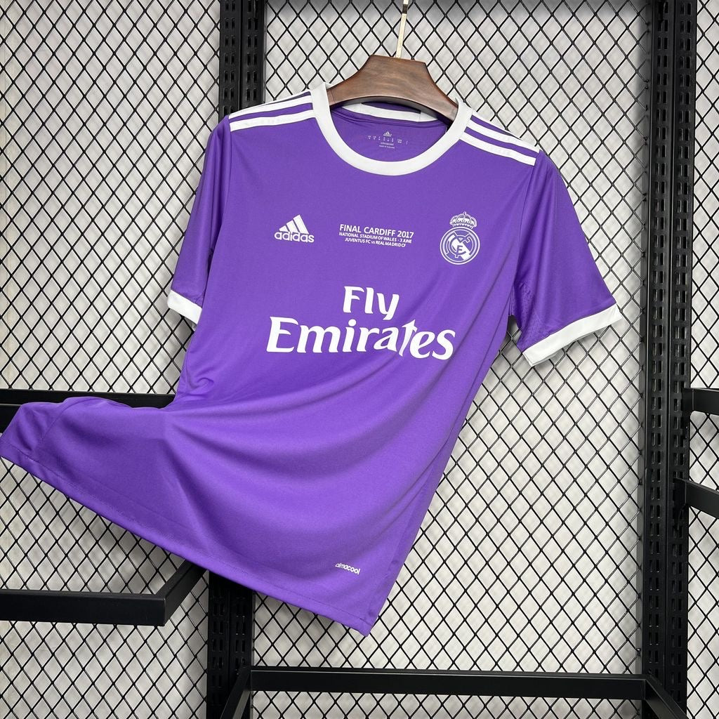 Real Madrid 2016-17 Away Jersey – Purple Adidas Fly Emirates UCL Final Cardiff 2017 Fan Version Football Shirt