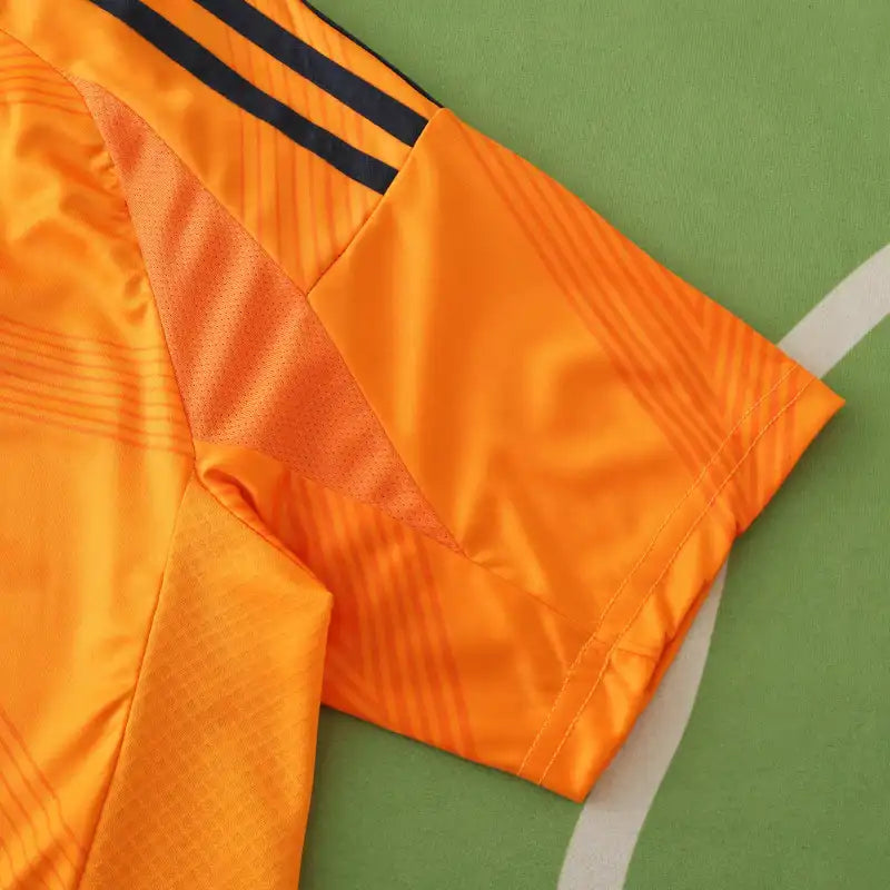 Real Madrid 2024/25 Away Jersey – Orange Adidas Mbappé Vini Jr Bellingham Fan Version