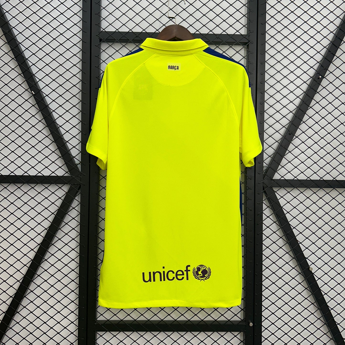 FC Barcelona 2014-15 Third Jersey – Neon Yellow Nike Qatar Airways Treble Season Football Shirt | MSN Messi Suarez Neymar Iniesta Classic Barca Kit