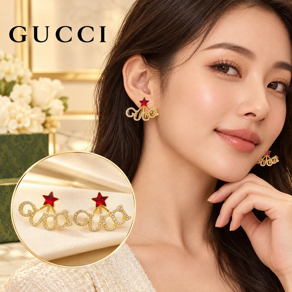 Gucci Star Crystal Red Earrings – Style 03 - image 1