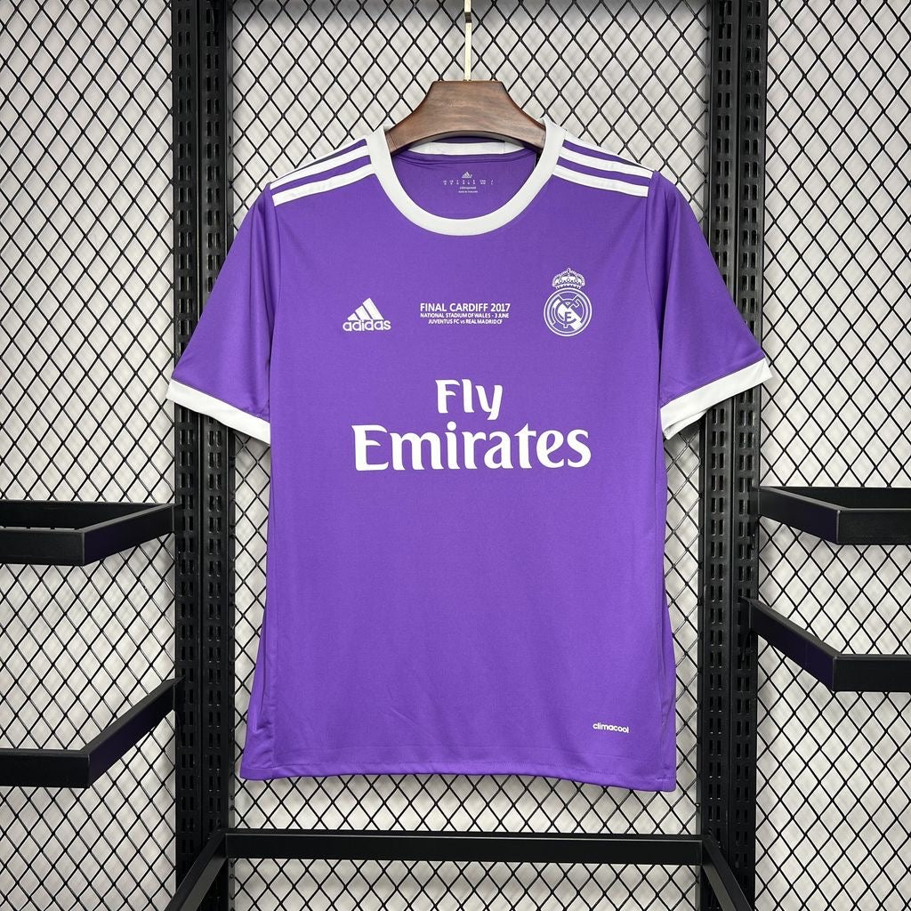Real Madrid 2016-17 Away Jersey – Purple Adidas Fly Emirates UCL Final Cardiff 2017 Fan Version Football Shirt