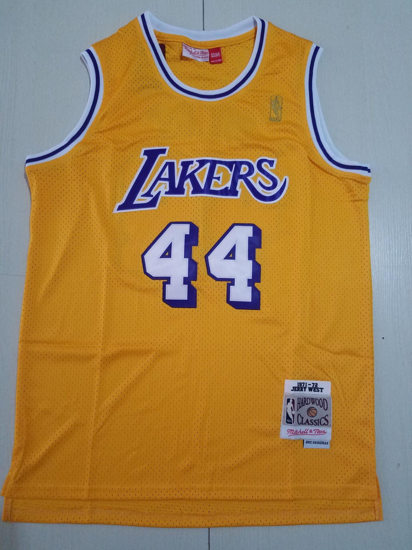 Men's Los Angeles Lakers Jerry West Gold Big & Tall Hardwood Classics Jerseys