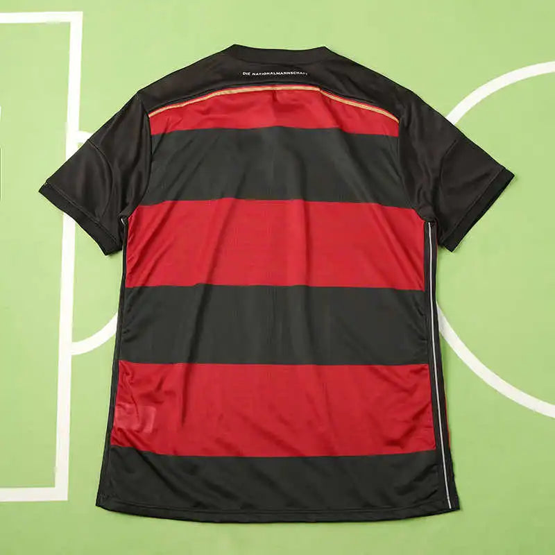 Germany National Team Away Retro Fan Jersey 2014 – Black & Red Stripe World Cup Winner Shirt